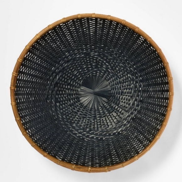 Threshold NWT Large Round Bamboo Decorative Woven Bowl in Slate Black - Picture 4 of 6